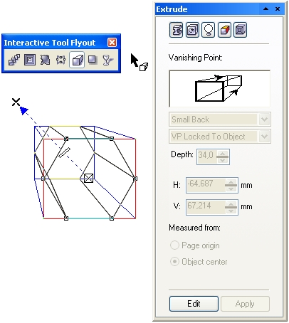���������� Interactive Extrude, ��� ���������, ���������������� ���� Extrude � �������� ����������� ����� ���������
